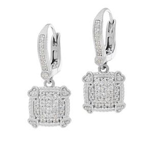 Judith Ripka Sterling Pave’ Diamonique Lever Back Earrings